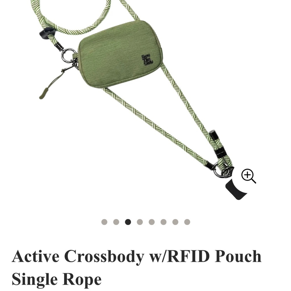 Save the girls active crossbody w:single rope, single zippered RFD pouch green